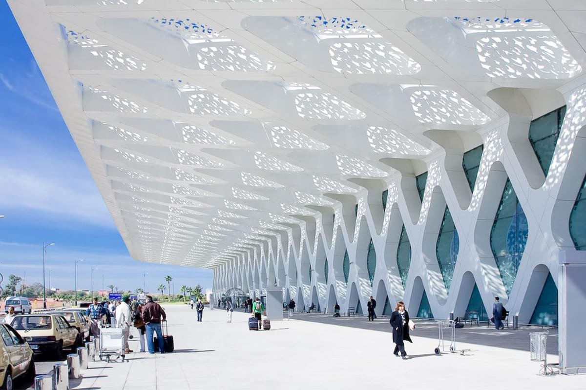 Lattice facade of Marrakech Menara Airport