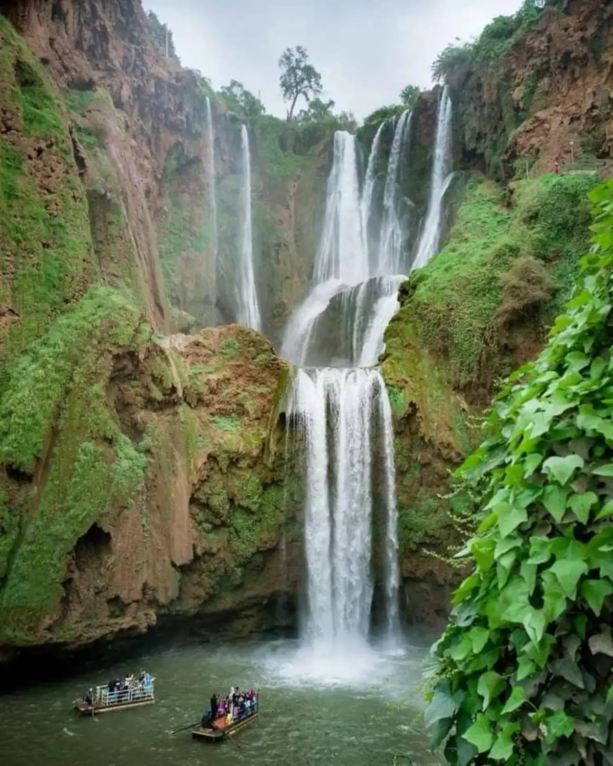 Boat ride beneath the Ouzoud Waterfalls