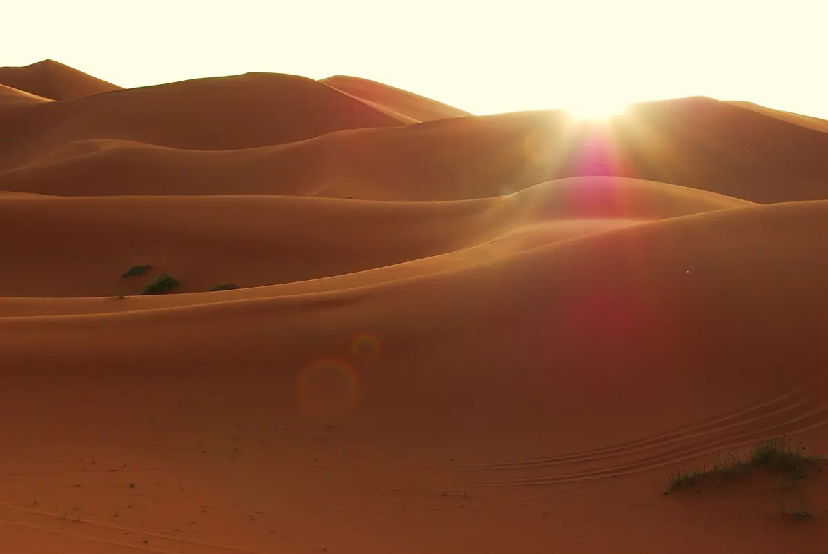 Sand dunes of Merzouga at sunrise